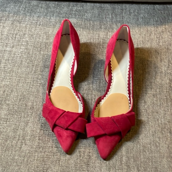 1901 Barrett Bow Kitten Heels Red Suede Size 8.5M - Picture 4 of 8